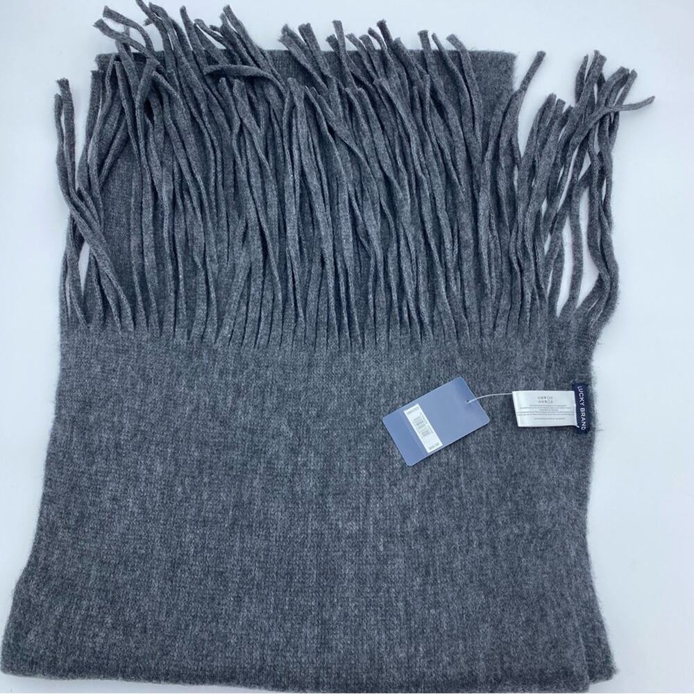 Lucky Brand Gray Winter Scarf Super Soft‎ With Fringe New